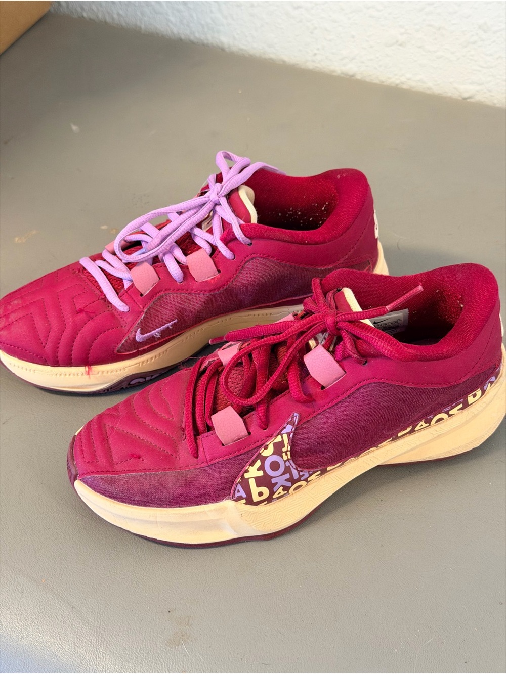 Nike Hot Pink Quilted Sneakers with Light Pink Laces Ladies Size 5